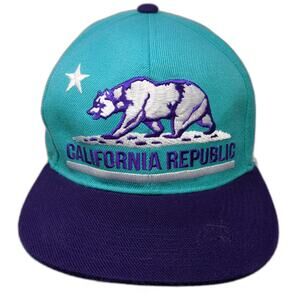 Leader L.O.G.A Snapback Blue Purple Hat One Size California Republic Bear Map